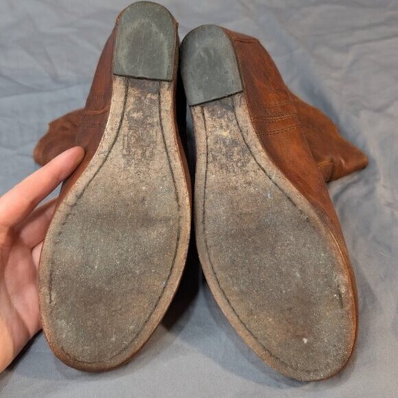 Frye Brown Leather Carson Wedge Heel Bootie Women Size 7.5 - Picture 10 of 10